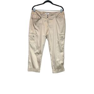 White House Black Market tan cargo capri pants size 10